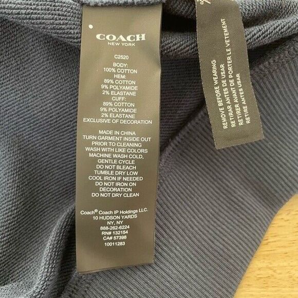 Coach Limited Edition Navy Airbrush Embroidered Crew Terry Sweatshirt Boxy XS - Picture 9 of 9